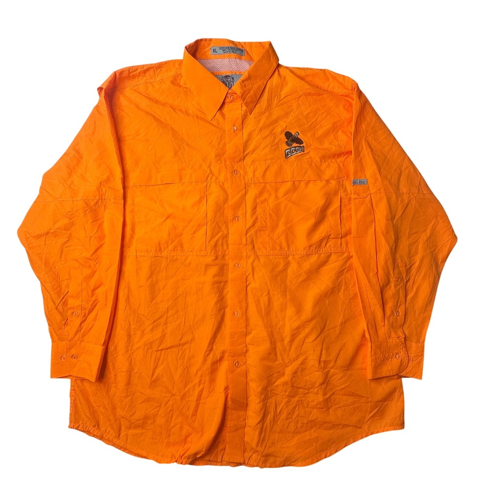 Tiger Hill Shirt Mens XL Orange Performance Button Down Poplin Fishing Hunting